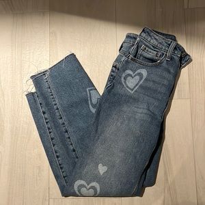 Hollister Ultra High rise medium wash heart print jeans